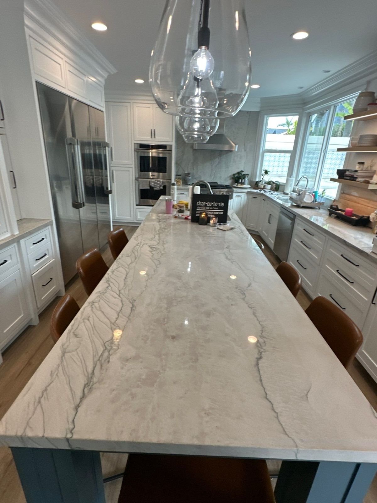 Quartzite kitchen island polished in Dana Point, CA