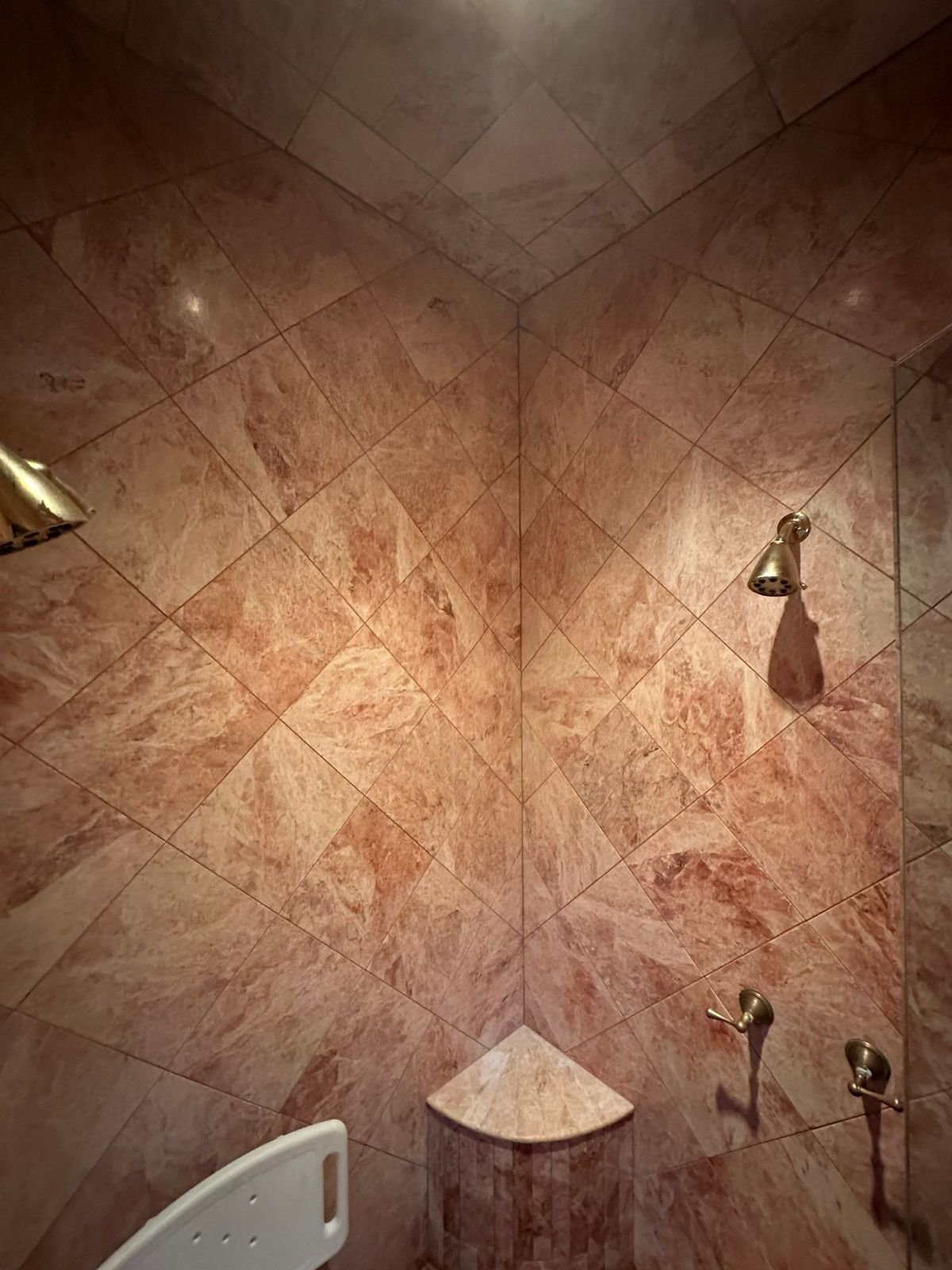 Rose marble shower restored in Dana Point, CA